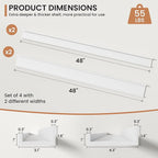 Fun Memories Picture Ledge Shelves Set of 4, 48 Inch Rustic Wall Mounted Floating Shelves with Lip for Home Storage and Décor