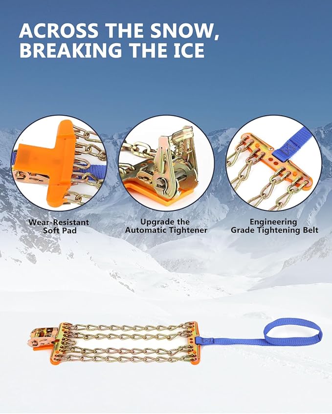 SCITOO Snow Chains for Car Pickup Trucks SUV,Universal Emergency Tire Traction Chain,Anti-Skid Thickening Tire Chains Width 2
