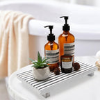 Modern White Wood Pedestal Stand for Bathroom Tray Kitchen Counter Decor Bathroom Sink Accessories Decorative Wooden Risers f