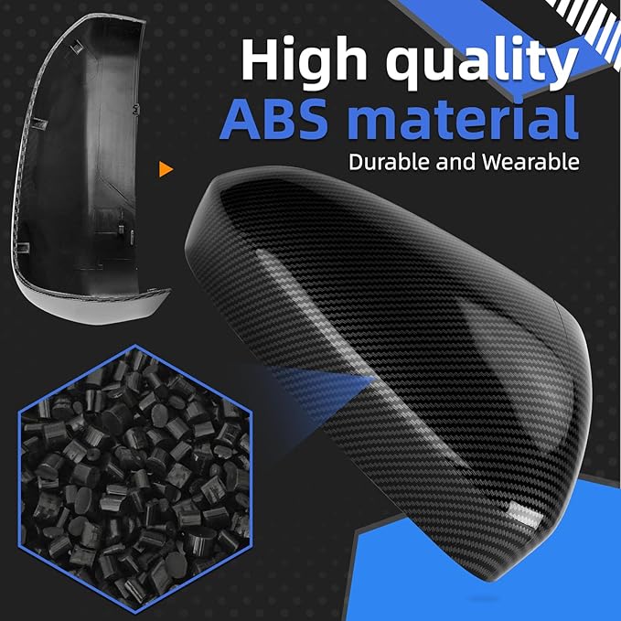 Passenger Side Mirror Cover Replacement for Ford Fusion 2013-2022 - Right Side Mirror Covers, Rear View Mirrors Cap Accessories Carbon Fibre, Without Lamp