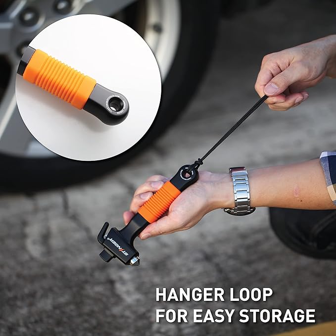 Stinger Super Duty Car Emergency Escape Tool - Hardened Carbon Steel Safety Hammer, Spring-Loaded Window Breaker, Razor-Sharp