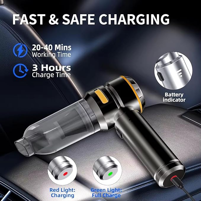 Handheld Cordless Vacuum,Car Vacuum Cleaner,4-in-1 22000PA High Power Portable Rechargeable Vacuum Cleaner with Brushless Mot