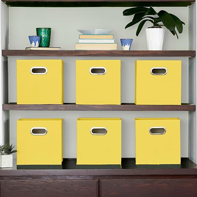 Household Essentials 6 ct Open Fabric Cube Storage Bins, Golden Yellow