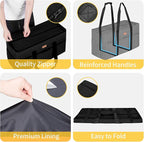 LHZK Stand Up Extra Large Utility Tote Bag with Lid, Utility Tote Bag with Metal Wire Frame and the Sides Rinforced, Reusable