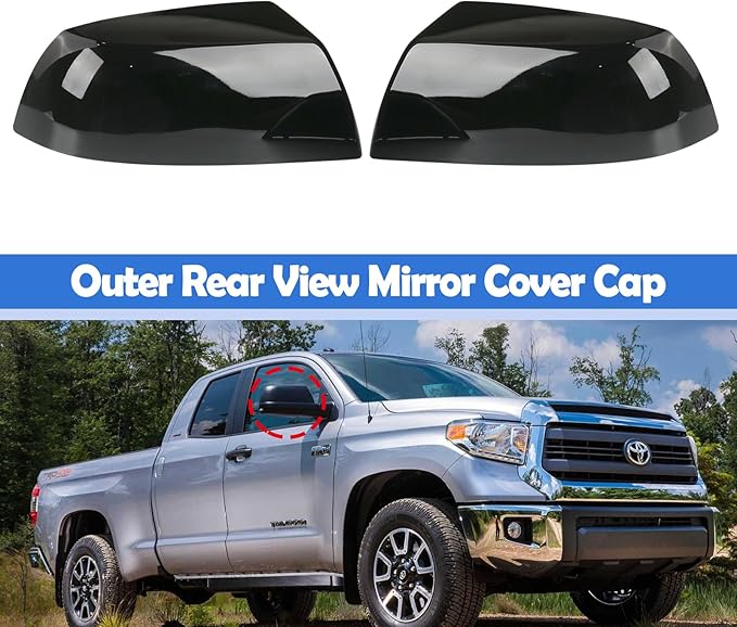 Osompar Glossy Black Outer Rear View Mirror Cover Cap Front Driver Passeger Side for Toyota Tundra 2007-2021 Toyota Sequoia