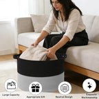 115L Large Blanket Basket,23.6"L x 23.6"W x 15.7"H Rope Woven Baskets with Handles, Toys Storage Bins,Laundry Basket Perfect 