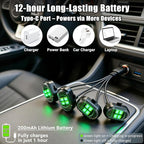 Upgraded Wireless LED Lights for Car, Rechargeable Interior Car Lights with 8 Colors Brightness Adjustable, 12H Battery Life, Remote Control, Mini Strobe Lights for Vehicle Motorcycle Bike Decor