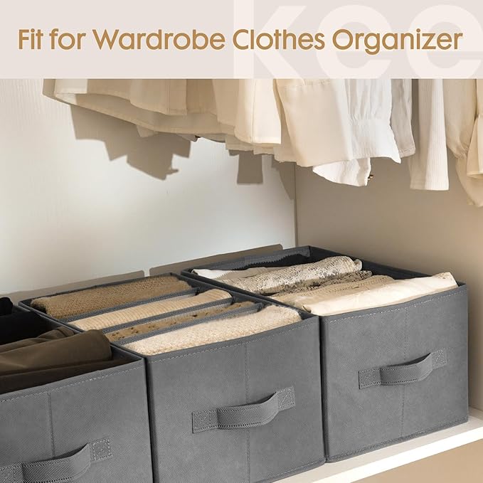 Criusia 6 Pack Large Clothes Organizer, Wardrobe Closet Organizer and Storage with Handles, Foldable Fabric Closet Organizers