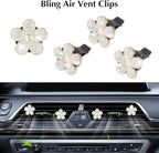 ARTILAURA 11 PCS Bling Car Accessories Set for Women Steering Wheel Covers Butterfly Hanging Seat Belt Cover Cute Air Vent Clips Coasters Glitter Diamond AUTO Interior kit (White)