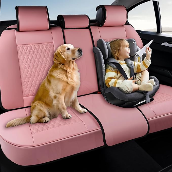 Coverado Rear Seat Covers, Leather Seat Cover for Car, Universal Waterproof Automotive Seat Cushion Protector for Most Cars T