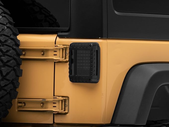 Raxiom Smoked LED Tail Lights Set Assembly Iconic Styling Fits Jeep Wrangler JK 2007-2018