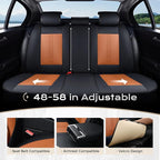 Coverado Car Seat Covers Full Set, Front Seat Covers with Lumbar Support and Back Seat Cover Waterproof Leather Automotive Se