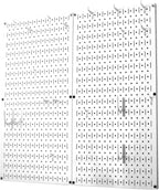 Wall Control Kitchen Pegboard Organizer Pots and Pans Storage Rack Organization Kit with White Pegboard and White Accessories