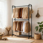 Adjustable Closet Rods for Hanging Clothes 2 Pack Heavy Duty Closet Extender Hanging Rod Double Hanging Closet Bar Space-Savi
