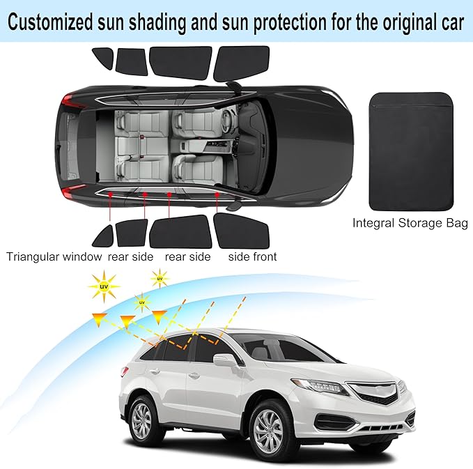 Front Side Half Window Shade Foldable Custom Fit for 2013-2018 Acura RDX Car Window Shades for Side Window Sun Shade UV Protection Heat Insulation for Camping Sleeping 6PCS