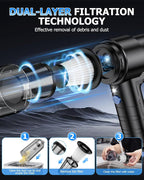 AHNR Handheld Car Vacuum Cleaner Cordless with 16000PA Powerful Suction, 4-in-1 Portable Mini Vacuum Cleaner & Air Duster wit