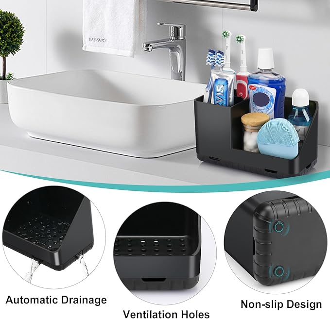 PARKMANI Toothbrush Holders for Bathrooms, Kids Electric Toothbrush and Toothpaste Holder, Toothbrush Organizer with Drainage