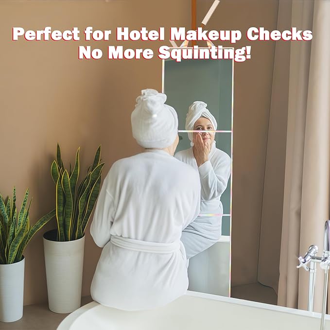 Foldable Full Length Mirror 2-in-1 Wall-Mounted or Tabletop Mirror, Portable Travel Mirror with Handle for Dance Home Bedroom