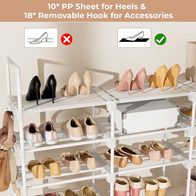 ROJASOP Large Shoe Rack Organizer for Entryway Closet 64-68 Pairs 9-Tier Heavy Duty Tall Garage Shoe Rack Shoe Shelf Shoes St