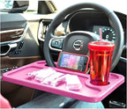 Steering Wheel Tray,Car Desk for Writing,Laptop,Tablet,iPad or Notebook with Pen Slot,Food Eating Table Trays,Fit Most Vehicle Steering Wheels(Pink)