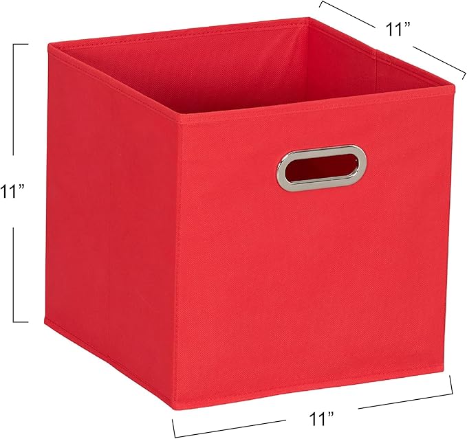 Household Essentials Foldable Fabric Storage Cubes 6-Pack – 11x11x11 Stackable Non-Woven Bins with Chipboard Sides & Grommet 