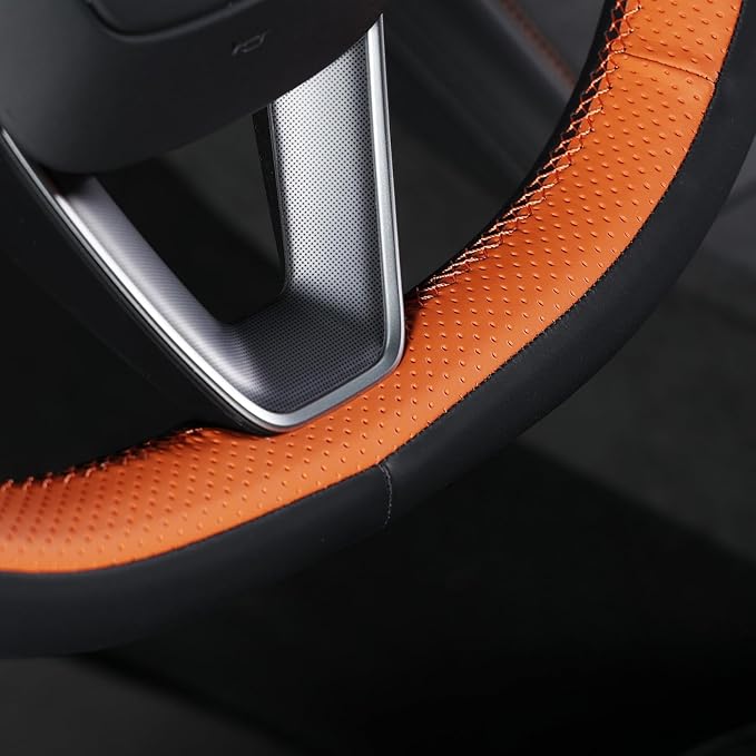 MEWANT DIY Stitching 3D Style Steering Wheel Cover Wrap for Tesla Model 3 Highland 2023-2025/Model Y 2025 Highland for Tesla Model 3/Model Y Accessories(3D Style)