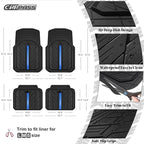 CAR PASS Metal Medium Rubber Floor Mats for Car Heavy Duty Car Mats All Weather, Universal Trim to Fit for Truck SUV Vehicle Automotive Floor Mats, Waterproof Car Mats 4 Piece Black Bule