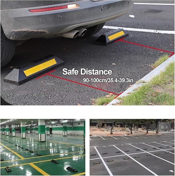 Parking Stopper for Garage, Heavy Duty Rubber Parking Lot Driveway Stopper, Garage Parking Aid for Garage and Parking Lots