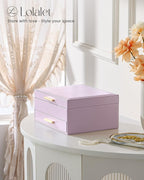 Lolalet 2-Layer Jewelry Box Organizer for Women Girls, Jewelry Storage Case Holder with Drawers for Necklaces Ring Earrings B