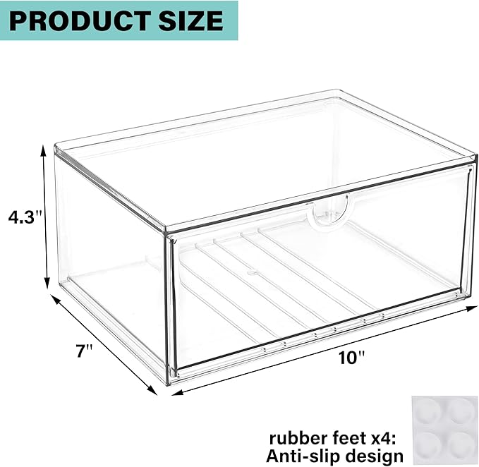Prsildan Acrylic Makeup Organizer Stackable Clear Storage Drawers for Baby Bottles Desk Organizers for Countertop Vanity Nurs