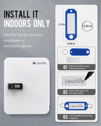 Uniclife 28-Key Steel Key Cabinet with Combination Lock Wall Mounted Key Organizer with Resettable Code White Digital Securit