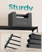 SONGMICS 3-Tier Shoe Rack for Closet, Compact Metal Shoe Organizer Shelf for Entryway, Bedroom, Small Spaces, Stackable, 11.8