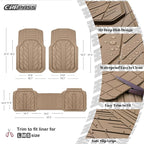 CAR PASS Heavy Rubber Car Floor Mats, Deep Waterproof Car Mats All Weather, Universal Trim-to Fit Automotive Floor Mats for Car SUV Truck Van, Durable Floor Liners All Beige