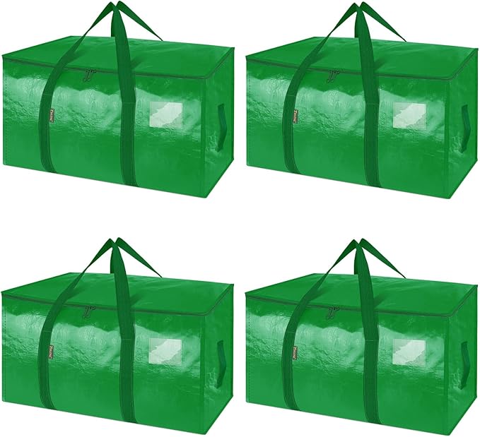 BALEINE 4-Pack Oversized Moving Bags with Reinforced Handles, Heavy-Duty Storage Tote for Clothes, Moving Supplies (Light Gre