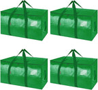 BALEINE 4-Pack Oversized Moving Bags with Reinforced Handles, Heavy-Duty Storage Tote for Clothes, Moving Supplies (Light Gre