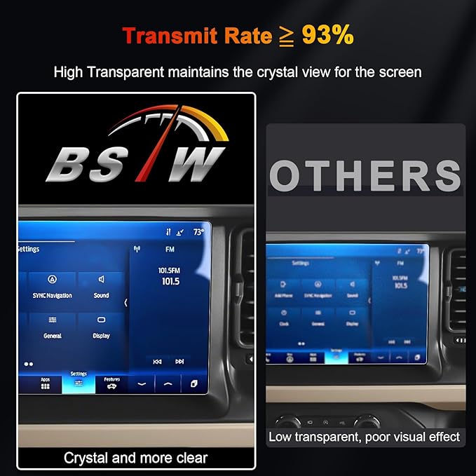 Bronco Screen Protector 12 In for 2021-2024 Ford Bronco Wildtrak/Raptor/Outer Banks/Everglades/Badlands SYNC 4 12" Touchscree