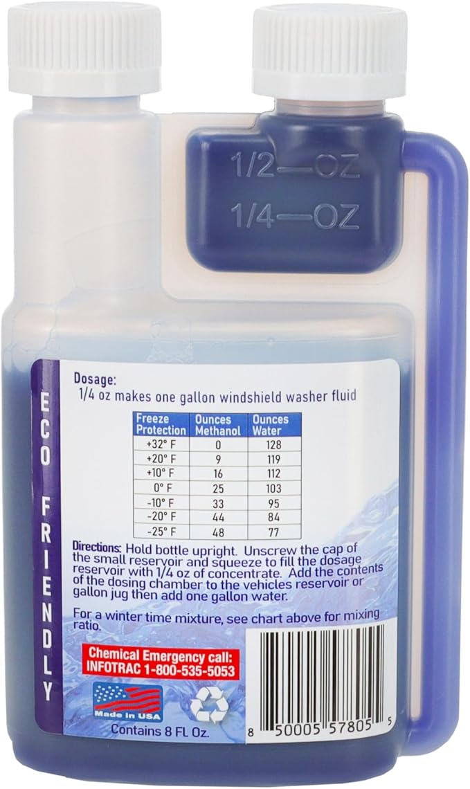 Rain Shield Windshield Washer Fluid Concentrate, 1 Bottle makes 32 Gallons– Repels Rain