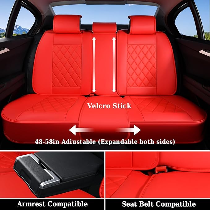 Coverado Car Seat Covers Full Set, 5 Seat Universal Seat Cover for Cars, Luxury Faux Leather Waterproof Seat Cover, Front and