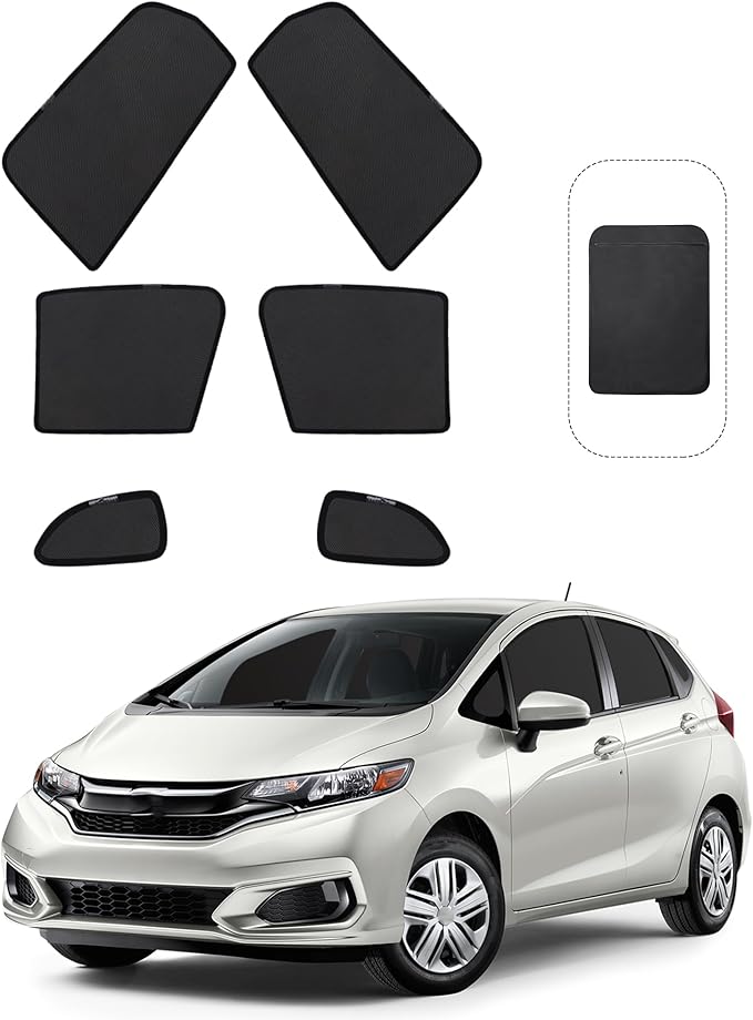 Front Side Half Window Shade Foldable Custom Fit for 2013-2020 Honda Fit Car Window Shades for Side Window Sun Shade UV Protection Heat Insulation for Camping Sleeping 6PCS