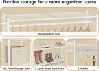 Wardrobe Closet,Portable Clothes Rack with 4 Tiers Shelves,Freestanding Closet Organizers and Storage System with Hanging Rod