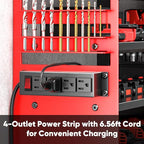 POKIPO Large Power Tool Organizer Wall Mount with Charging Station,4 Layer Heavy Duty Metal Tool Storage Shelf Loads 600lbs,B