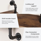Merapi 24" Industrial Floating Shelves, Pipe Shelves for Wall, 3 Tier Rustic Wood Wall Shelves for Home Décor, Bedroom, Livin
