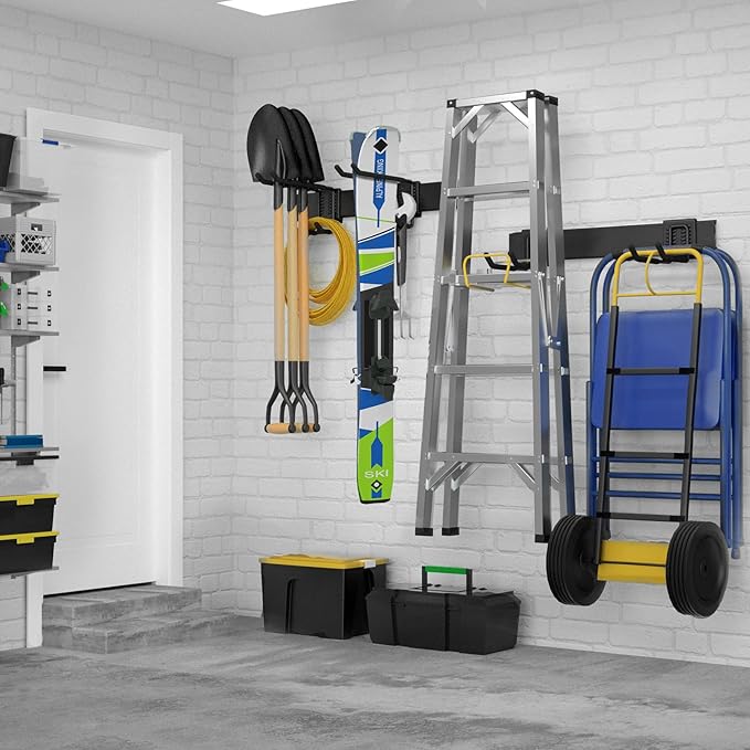 UUP 32 Inches Garage Storage, Garage Organization, Wall Mount Garden Tool Organizer, Max 300lbs Adjustable Metal Hooks, Yard 