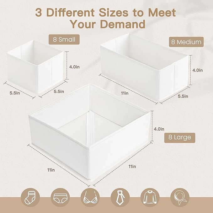 Criusia Drawer Organizer Clothes, 24 Pack Dresser Organizer for Baby Clothes, Underwear, Sock- Foldable Closet Organization a