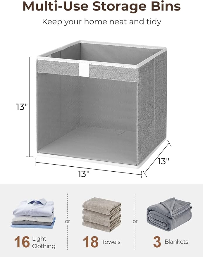 StorageWorks 13x13 Storage Cubes, Closet Storage Bins with Clear Window, Large Fabric Organizer for Clothes, Collapsible Stor