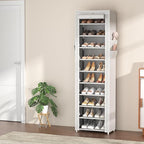 VTRIN Vertical Narrow Shoe Rack Organizer Tall Shoe Rack for Closet Entryway 10 Tier Non-Woven Cover Shoe Shelf Holds 20-22 P