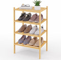 Smiry Small Bamboo Shoe Rack 4-Tier, Stackable Wooden Shoe Organizer for Entryway & Closet, Free Standing Wood Shoe Storage S