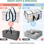 BALEINE 8-Pack Oversized Moving Bags with Reinforced Handles, Heavy-Duty Storage Tote for Clothes, Moving Supplies (Clear, 8-