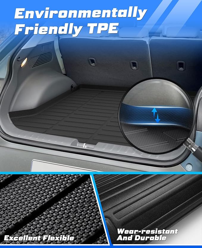 Sunsdrew Cargo Liner for 2022 2023 2024 Hyundai Ioniq 5 Accessories TPE Cargo Mat All Weather Odorless Anti-Slip Rear Cargo Tray Heavy Duty Trunk Mat Black Trunk Floor Liners