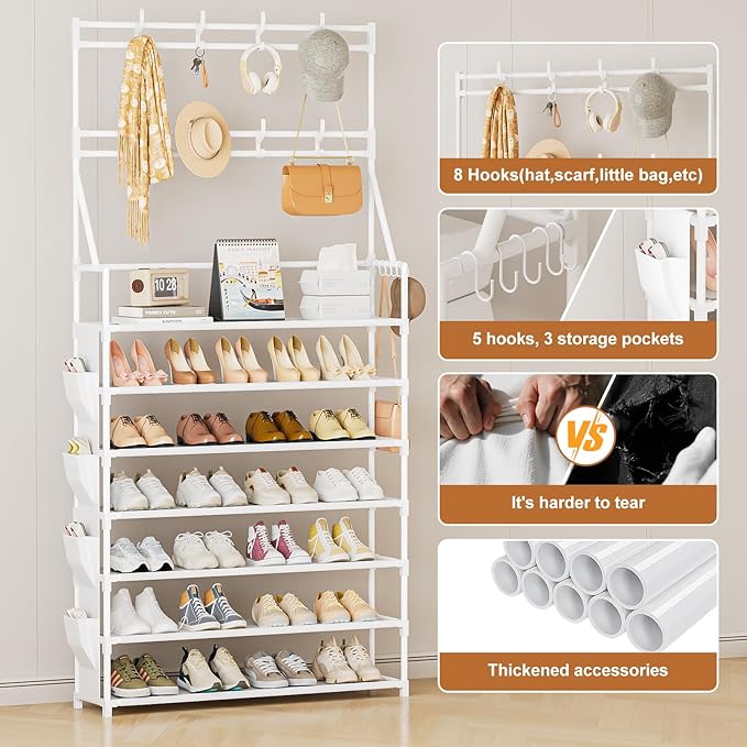 OYREL Shoe Rack 7 Tier Sturdy Shoe Racks for Closet Shoes Organizer for 28-35 Pairs Large Capacity Shoe Storage Rack with Mul